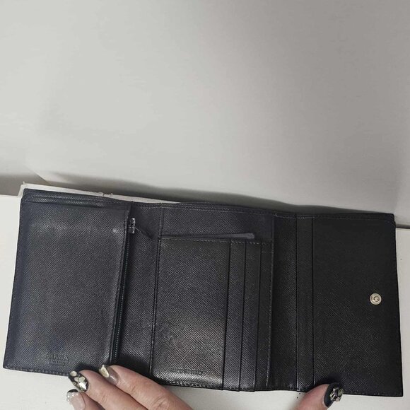 Prada Gray Nylon and Leather Trifold Wallet - Picture 5 of 12